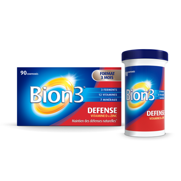 Bion 3 d&eacute;fense vitamine D et zinc adulte - bo&icirc;te de 90 comprim&eacute;s