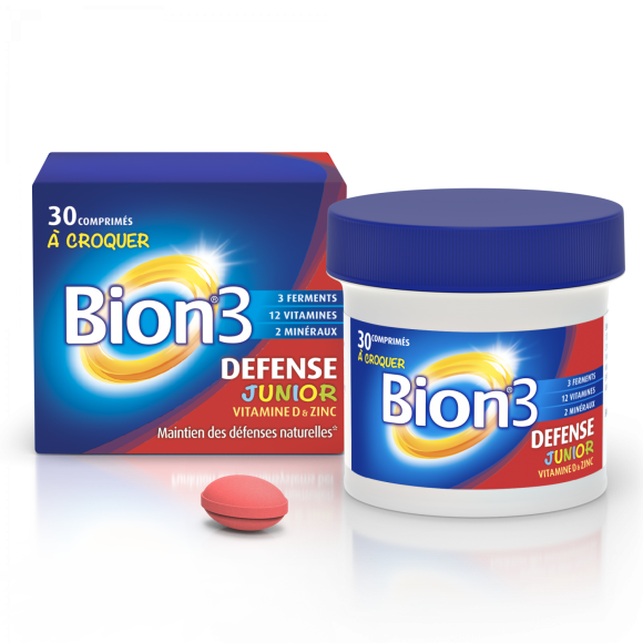 Bion3 junior d&eacute;fense d&egrave;s 4 ans - bo&icirc;te de 30 comprim&eacute;s &agrave; croquer