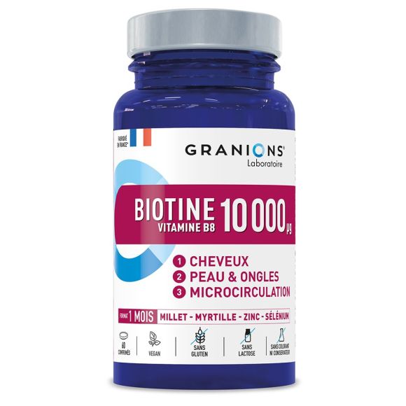 Biotine 10 000 &micro;g Granions - bo&icirc;te de 60 comprim&eacute;s