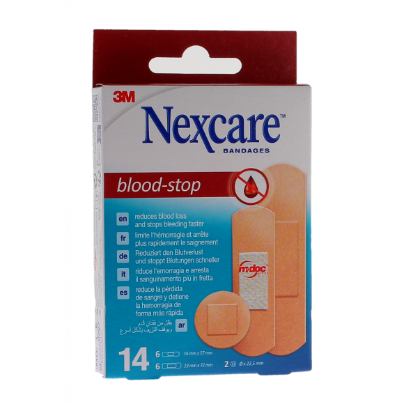 Blood-Stop Pansements h&eacute;mostatiques Nexcare - boite de 14 pansements