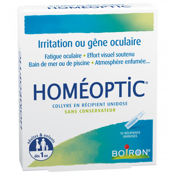 Hom&eacute;optic collyre en r&eacute;cipient unidose Boiron - boite de 10 r&eacute;cipients unidoses de 0,4 ml