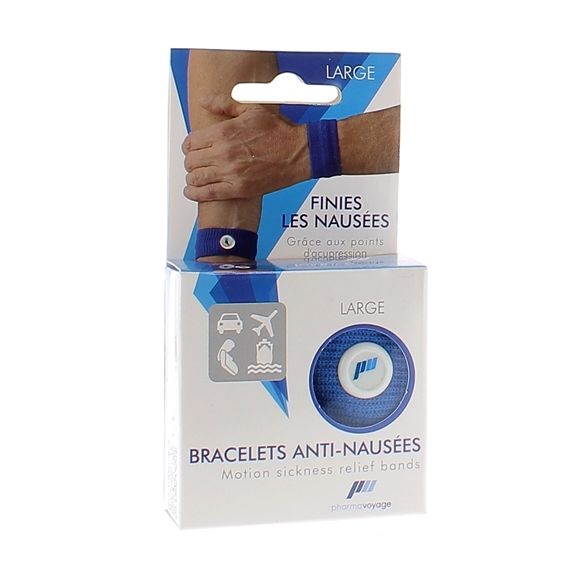 Bracelet anti-naus&eacute;es adulte bleu taille large Pharmavoyage - une paire de bracelet