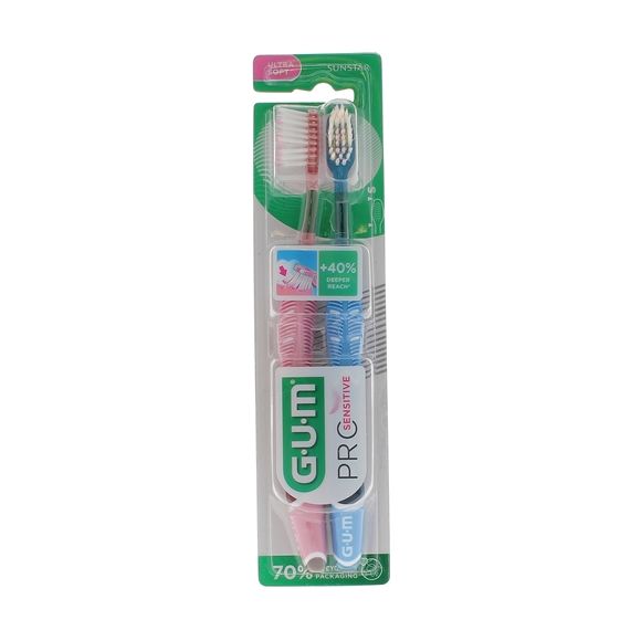 Brosse &agrave; dents Pro sensitive ultra soft GUM - lot de 2 brosses &agrave; dents
