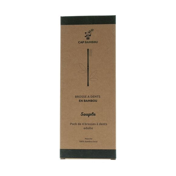 Brosse &agrave; dents adulte en bambou souple Cap Bambou - lot de 4 brosses &agrave; dents