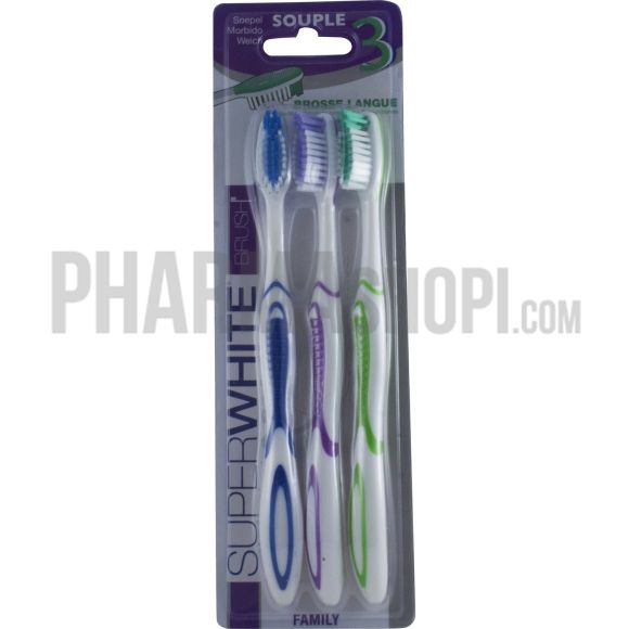 Brosse &agrave; dents souple Superwhite - 3 brosses &agrave; dents