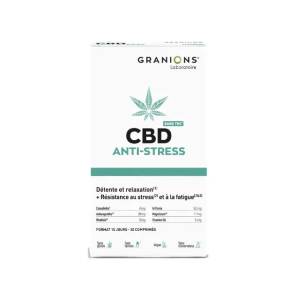 CBD Anti-stress Granions - boite de 30 comprim&eacute;s