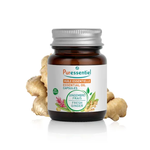 Capsules d'huile essentielle de gingembre Puressentiel - bo&icirc;te de 60 capsules