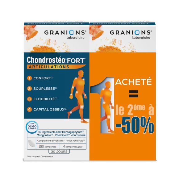 Chondrosteo + fort articulations Granions - offre 2x120 comprim&eacute;s