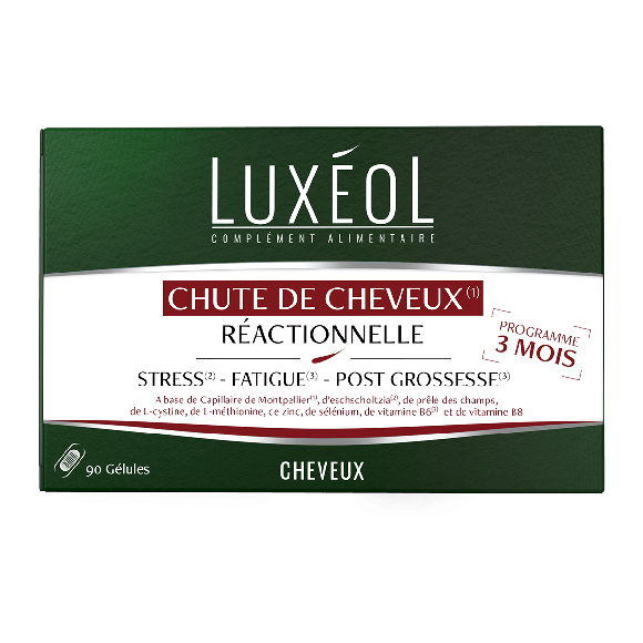 Chute de cheveux r&eacute;actionnelle Lux&eacute;ol - bo&icirc;te de 90 g&eacute;lules