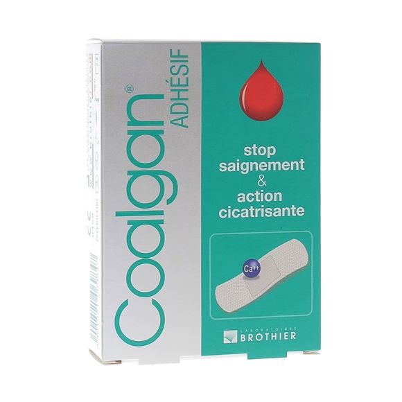 Coalgan Adh&eacute;sif arr&ecirc;te le saignement Brothier - bo&icirc;te de 12 pansements