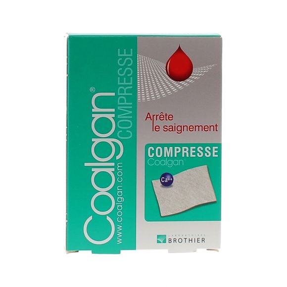 Coalgan compresse arr&ecirc;te le saignement Brothier - bo&icirc;te de 5 compresses h&eacute;mostatiques