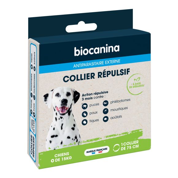 Collier r&eacute;pulsif chiens de plus de 15kg Biocanina - bo&icirc;te de 1 collier de 75cm