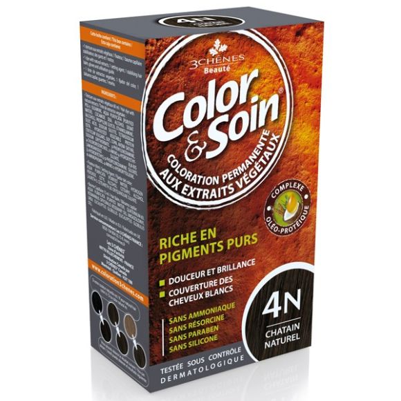 Color & soin coloration permanente chatain naturel 4N Les 3 ch&ecirc;nes - 1 kit