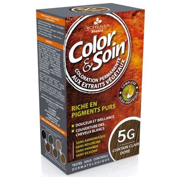 Color & soin coloration permanente Ch&acirc;tain clair dor&eacute; 5G Les 3 ch&ecirc;nes - 1 kit