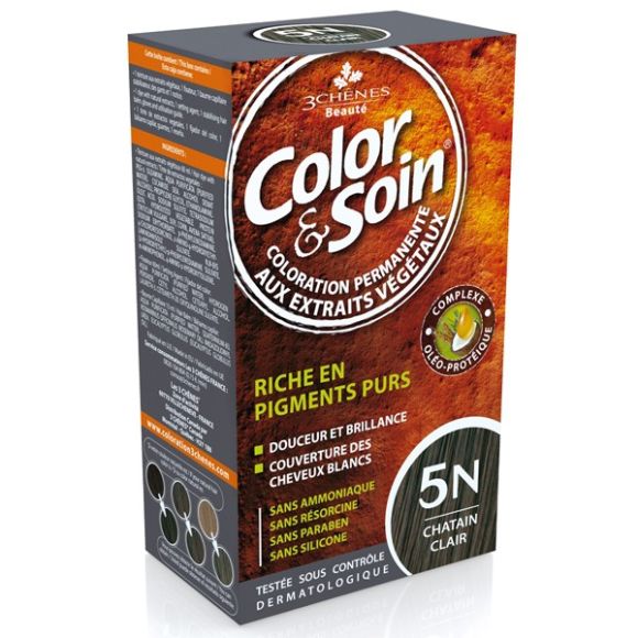 Color & soin coloration permanente Ch&acirc;tain clair 5N Les 3 ch&ecirc;nes - 1 kit