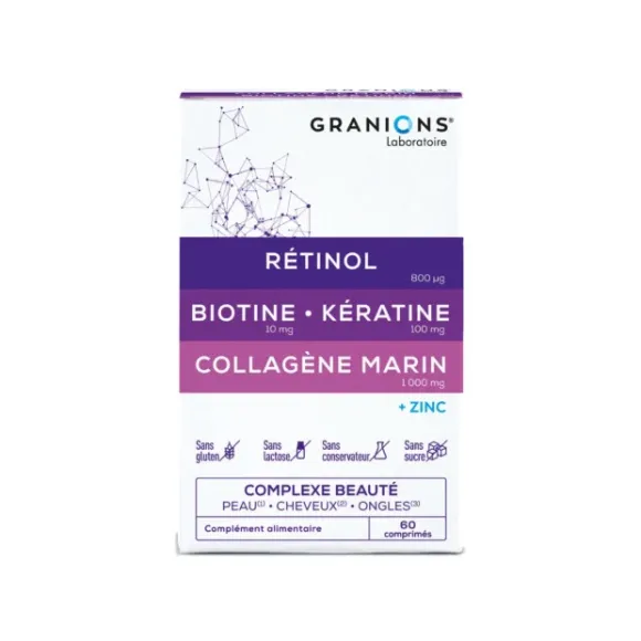 Complexe beaut&eacute; peau cheveux ongles Granions - boite de 60 comprim&eacute;s