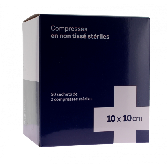 Compresses st&eacute;riles non tiss&eacute; 3M - 50 sachets de 2 compresses st&eacute;riles de 10x10 cm