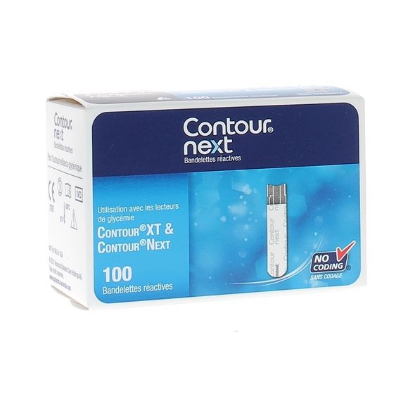 Contour Next Bandelettes r&eacute;actives - bo&icirc;te de 100 bandelettes