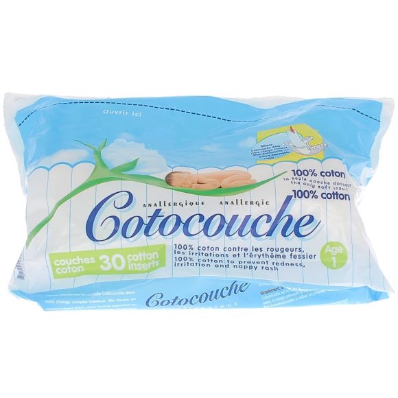 Couche en coton &acirc;ge 1 Cotocouche - paquet 30 couches