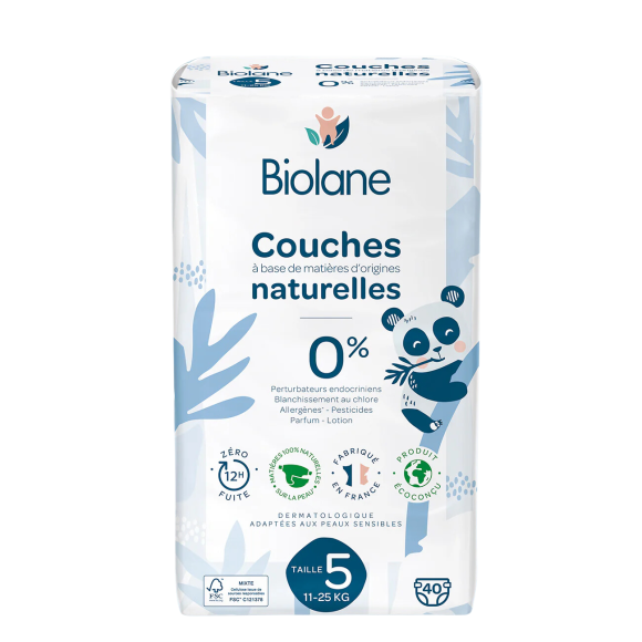 Couches naturelles taille 5 Biolane - sachet de 40 couches