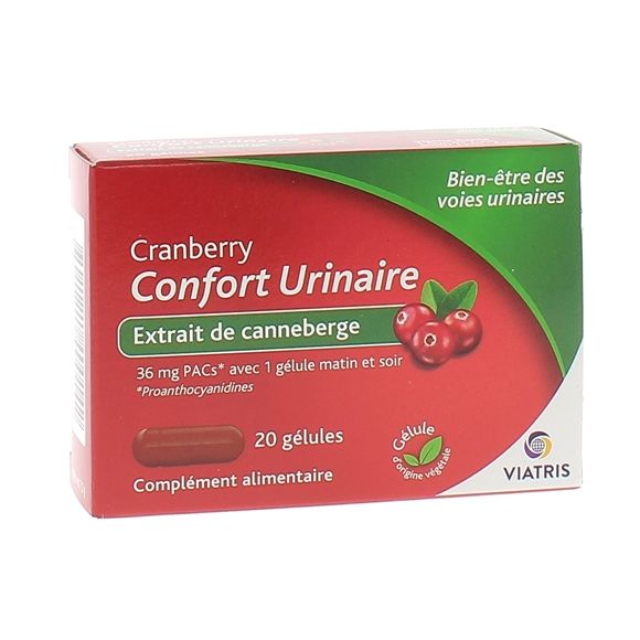 Cranberry Confort urinaire Viatris - bo&icirc;te de 20 g&eacute;lules