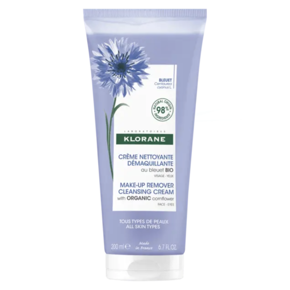 Cr&egrave;me nettoyante d&eacute;maquillante au bleuet bio Klorane - tube de 200ml
