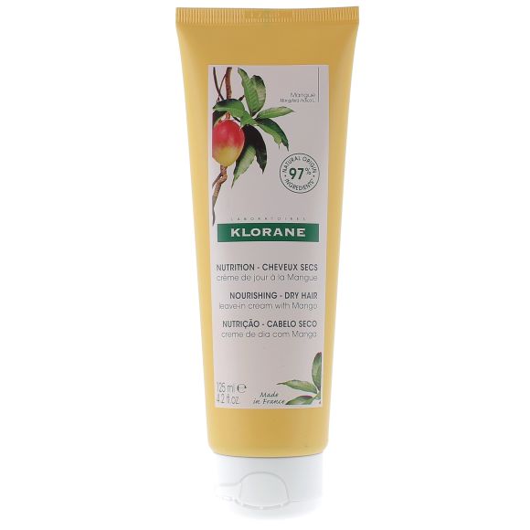 Cr&egrave;me de jour &agrave; la mangue nutrition cheveux secs Klorane - tube de 125 ml