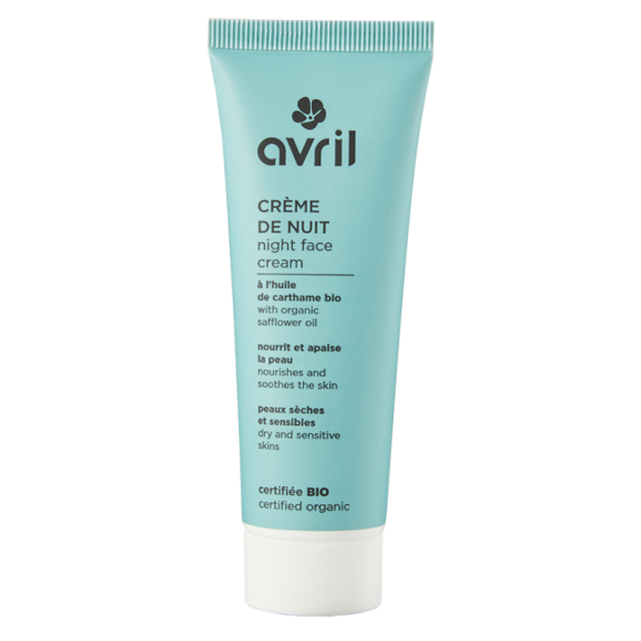 Cr&egrave;me de nuit peaux s&egrave;ches et sensibles bio Avril - tube de 50 ml