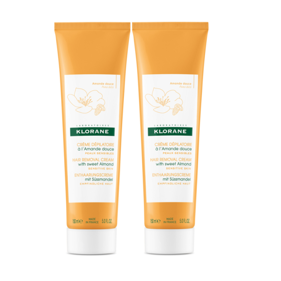 Cr&egrave;me d&eacute;pilatoire &agrave; l'amande douce Klorane - lot de 2 tubes de 150 ml