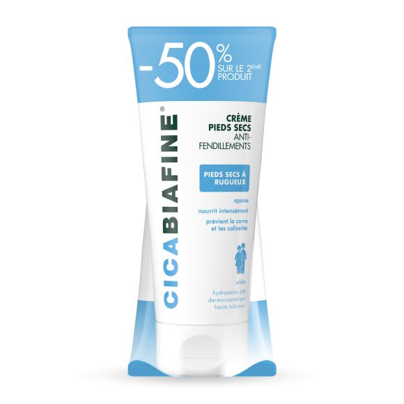 Cr&egrave;me pieds secs Anti-Fendillements CicaBiafine - lot de 2 x 100 ml
