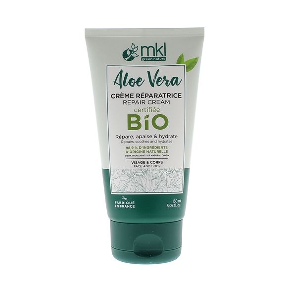 Cr&egrave;me r&eacute;paratrice bio 3 en 1 aloe vera MKL Green Nature - tube de 150 ml