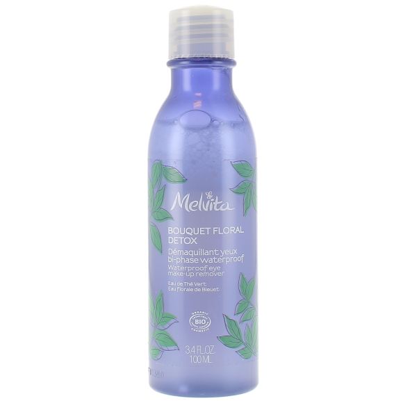 D&eacute;maquillant yeux bi-phase bouquet floral d&eacute;tox waterproof bio Melvita - bouteille de 100 ml