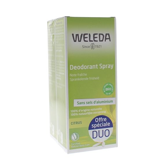 D&eacute;odorant aux huiles essentielles naturelles Weleda - lot de 2 d&eacute;odorants de 100 ml