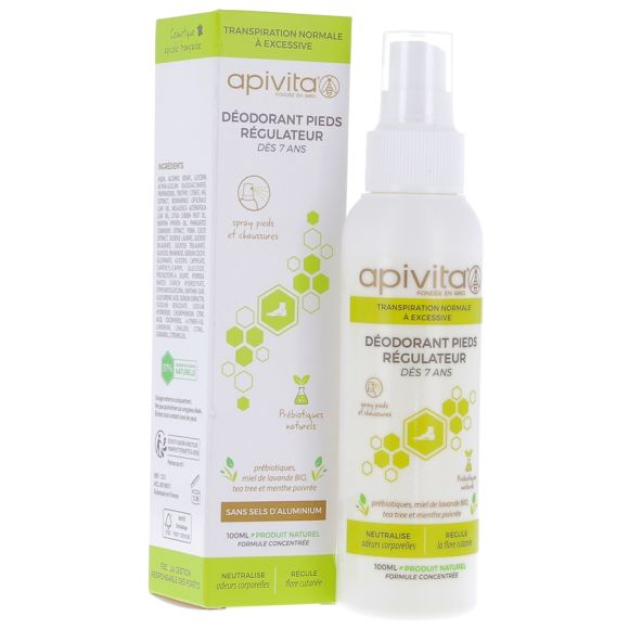 D&eacute;odorant pieds r&eacute;gulateur Apivita - Spray de 100 ml