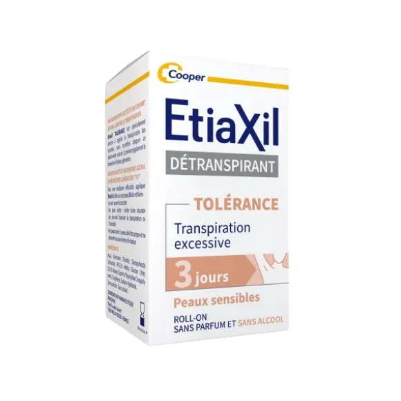 D&eacute;transpirant Confort+ Traitement transpiration forte Aisselles peaux sensibles Etiaxil - roll-on de 15 ml
