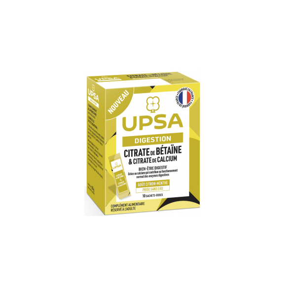 Digestion Citrate de b&eacute;ta&iuml;ne & Citrate de calcium UPSA - bo&icirc;te de 10 sachet-doses