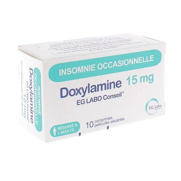 Doxylamine 15 mg EG Labo Conseil - boite de 10 comprim&eacute;s