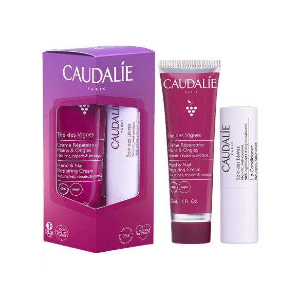 Duo Th&eacute; des Vignes Cr&egrave;me mains et ongles + Soin des l&egrave;vres Caudalie - lot de 2 produits