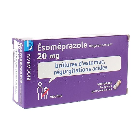Esom&eacute;prazole 20 mg Biogaran Conseil - 14 g&eacute;lules gastror&eacute;sistantes