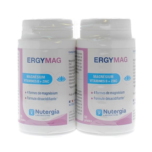 Ergymag Magn&eacute;sium Nutergia - lot de 2 bo&icirc;tes de 90 g&eacute;lules