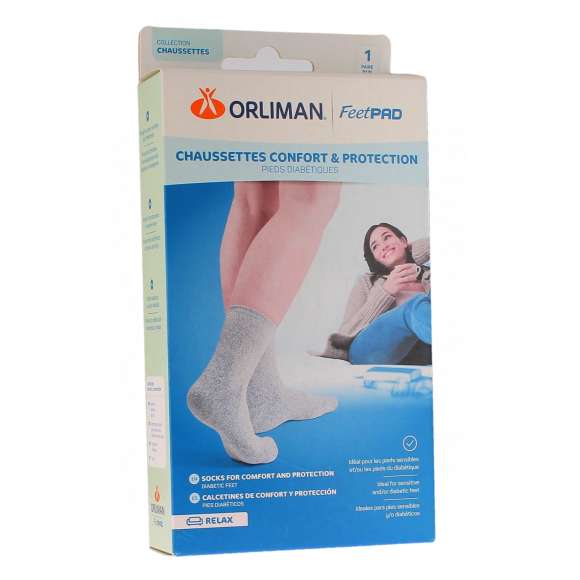 FeetPAD chaussettes confort et protection pieds diab&eacute;tiques mixte Orliman - une paire