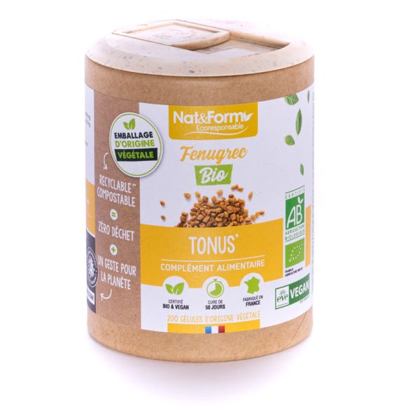 Fenugrec bio tonus Nat&Form - boite de 200 g&eacute;lules