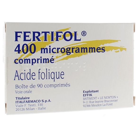 Fertifol 400 microgrammes acide folique - bo&icirc;te de 90 comprim&eacute;s