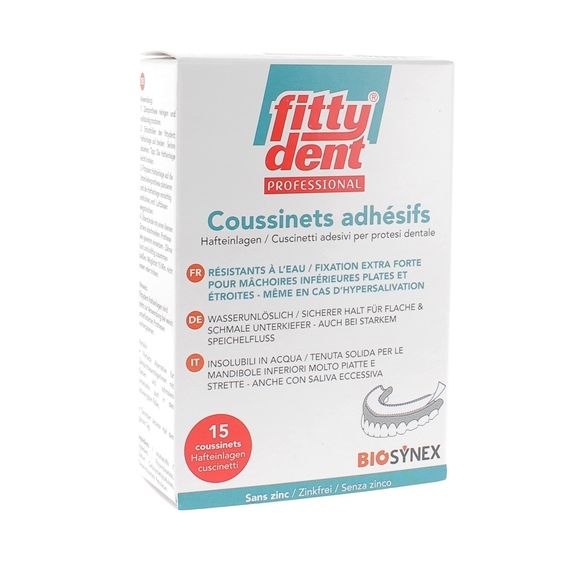 Fittydent Coussinets adh&eacute;sifs pour proth&egrave;se inf&eacute;rieure - 15 coussinets