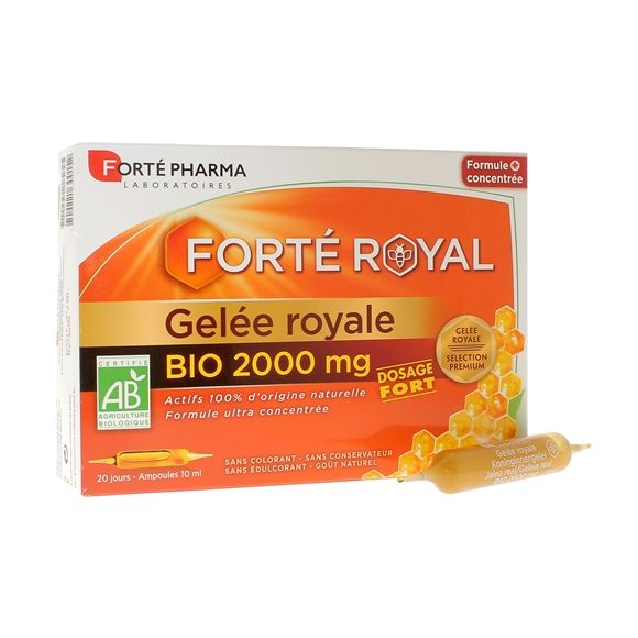 Fort&eacute; Royal Gel&eacute;e royale bio 2000mg dosage fort Fort&eacute; Pharma - bo&icirc;te de 20 ampoules