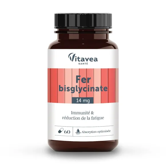 Fer bisglycinate r&eacute;duction de la fatigue et immunit&eacute; Vitavea - pot de 60 g&eacute;lules
