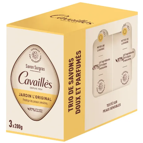 Jardin L'Original Savon surgras pro-r&eacute;g&eacute;n&eacute;rant Rog&eacute; Cavaill&egrave;s - 3x200g