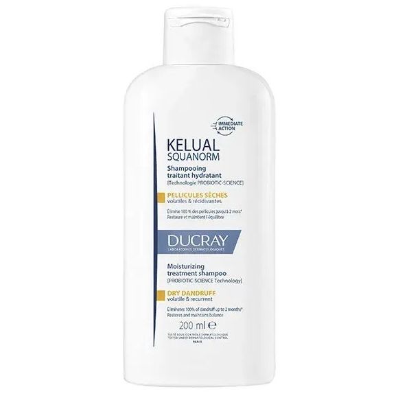 K&eacute;lual Squanorm shampooing traitant hydratant pellicules s&egrave;ches Ducray - tube de 200ml
