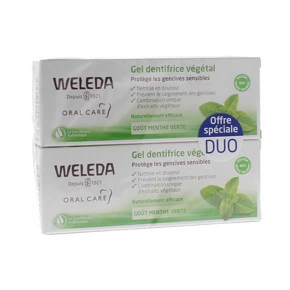 Gel dentifrice v&eacute;g&eacute;tal Weleda - lot de 2 tubes de 75 ml