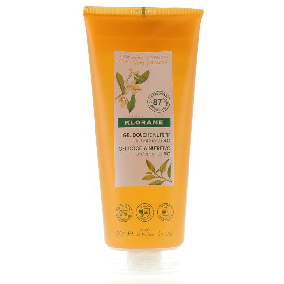Gel douche nutritif au Cupua&ccedil;u bio Fleur d'oranger Klorane - tube de 200ml